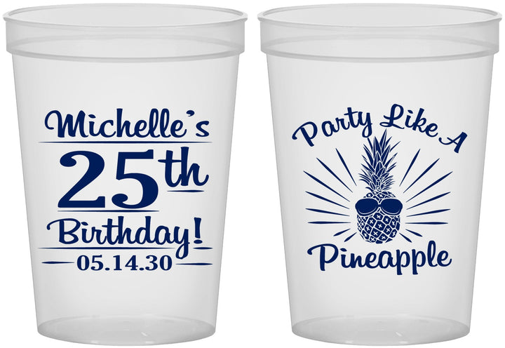 Custom Birthday 16 oz Translucent Cups - 25th Pineapple | 20043