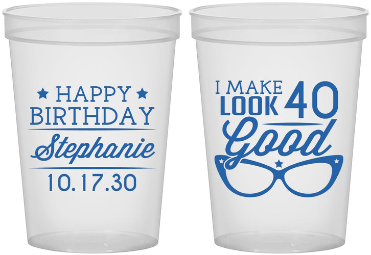 Custom Birthday 16 oz Translucent Cups - 40th | 20048