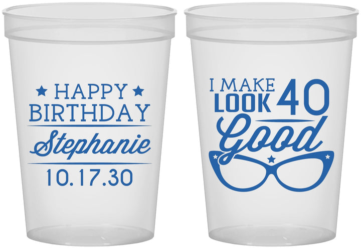Custom Birthday 16 oz Translucent Cups - 40th | 20048