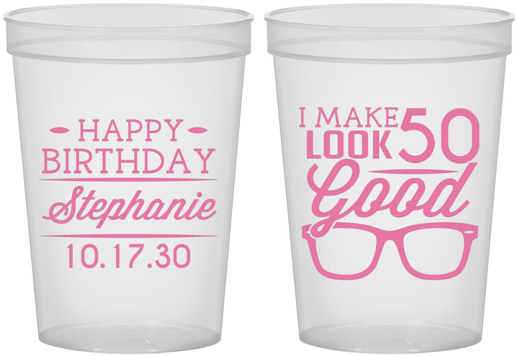 Custom Birthday 16 oz Translucent Cups - 50th | 20049