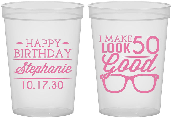 Custom Birthday 16 oz Translucent Cups - 50th | 20049
