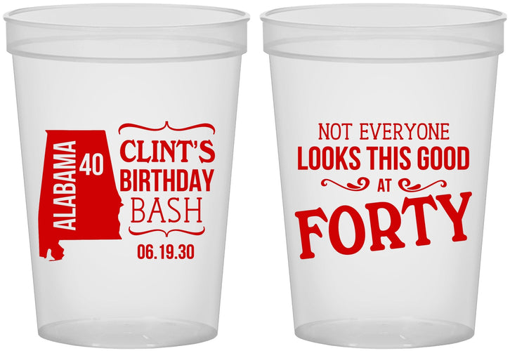 Custom Birthday 16 oz Translucent Cups - 40th | 20050