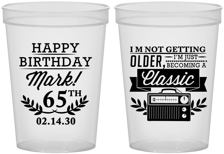Custom Birthday 16 oz Translucent Cups - 65th Classic Radio | 20056