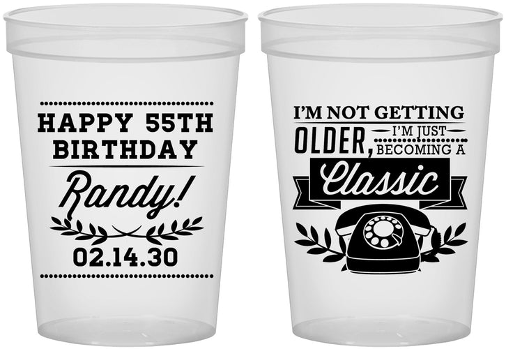 Custom Birthday 16 oz Translucent Cups - 55th Classic Phone | 20058