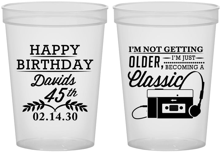 Custom Birthday 16 oz Translucent Cups - 45th Cassette Tape | 20059