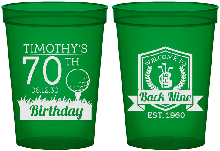 Custom Birthday 16 oz Translucent Cups - 70th Golf | 20061