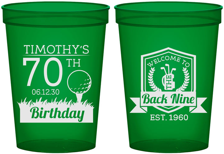 Custom Birthday 16 oz Translucent Cups - 70th Golf | 20061