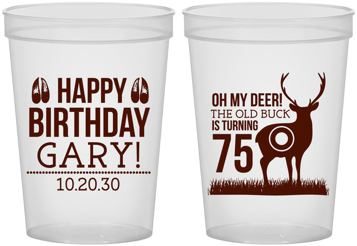 Custom Birthday 16 oz Translucent Cups - 75th Hunting | 20063