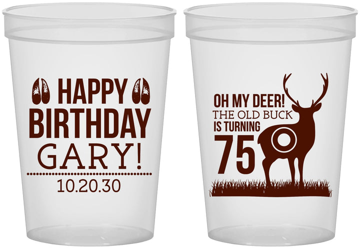 Custom Birthday 16 oz Translucent Cups - 75th Hunting | 20063