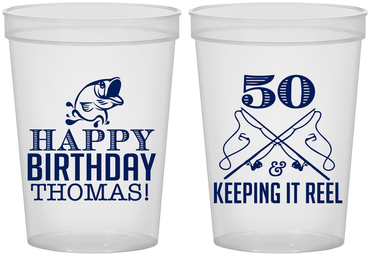 Custom Birthday 16 oz Translucent Cups - 50th Keeping It Reel | 20066