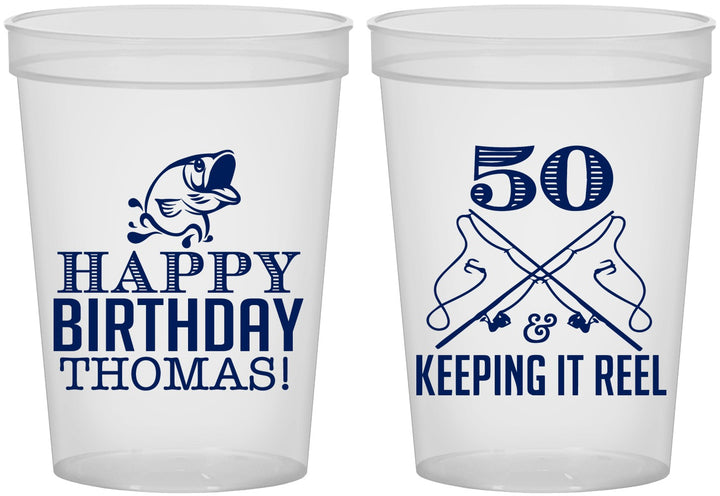 Custom Birthday 16 oz Translucent Cups - 50th Keeping It Reel | 20066