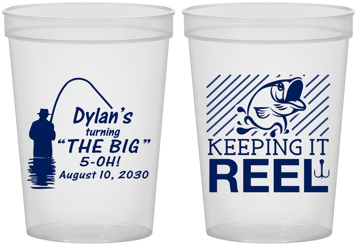 Custom Birthday 16 oz Translucent Cups - 50th Keeping It Reel | 20067