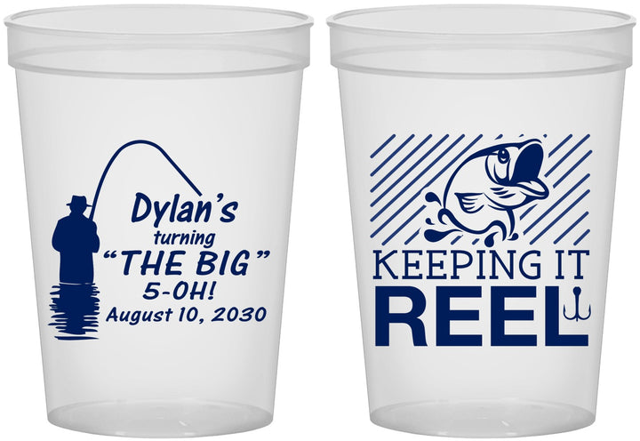 Custom Birthday 16 oz Translucent Cups - 50th Keeping It Reel | 20067