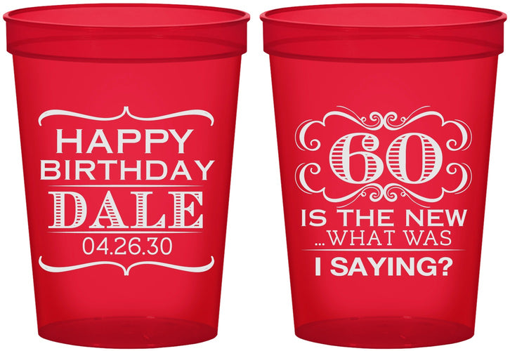 Custom Birthday 16 oz Translucent Cups - 60th | 20070