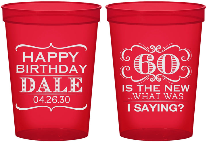 Custom Birthday 16 oz Translucent Cups - 60th | 20070