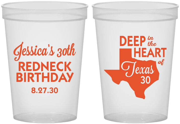 Custom Birthday 16 oz Translucent Cups - 30th Redneck Texas | 20072