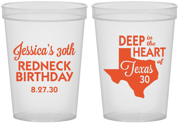 Custom Birthday 16 oz Translucent Cups - 30th Redneck Texas | 20072
