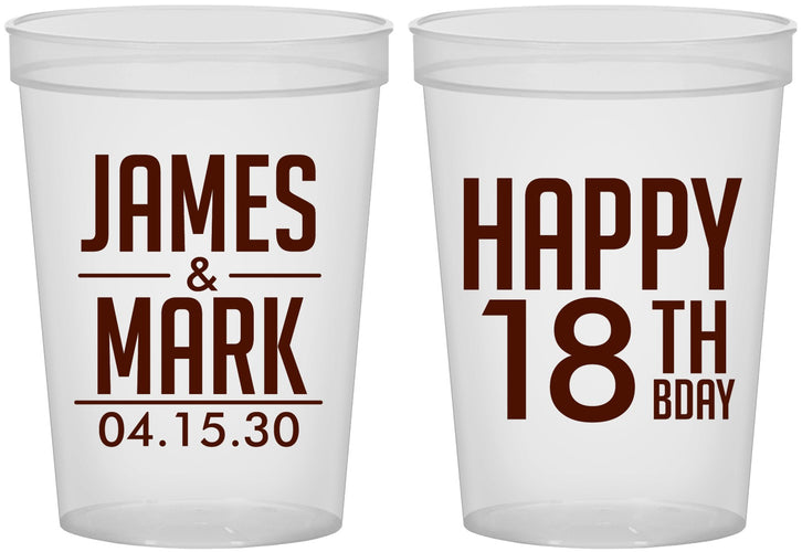 Custom Birthday 16 oz Translucent Cups - 18th | 20074