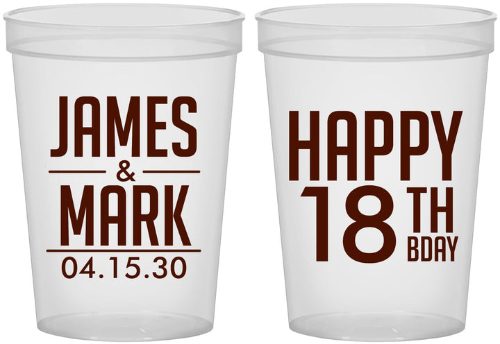 Custom Birthday 16 oz Translucent Cups - 18th | 20074