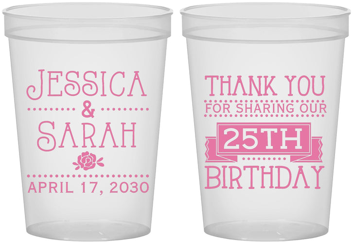 Custom Birthday 16 oz Translucent Cups - 25th | 20075