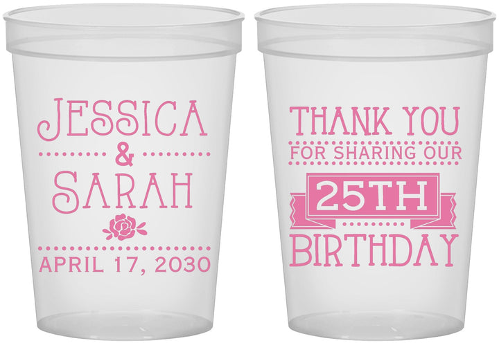 Custom Birthday 16 oz Translucent Cups - 25th | 20075