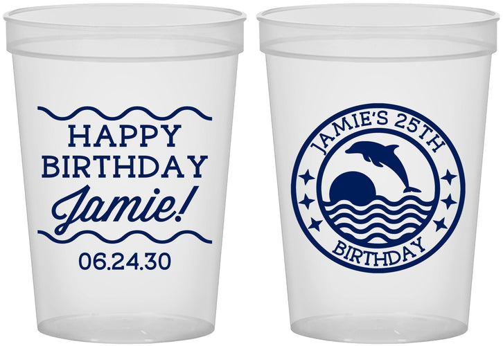 Custom Birthday 16 oz Translucent Cups - 25th Dolphins | 20077