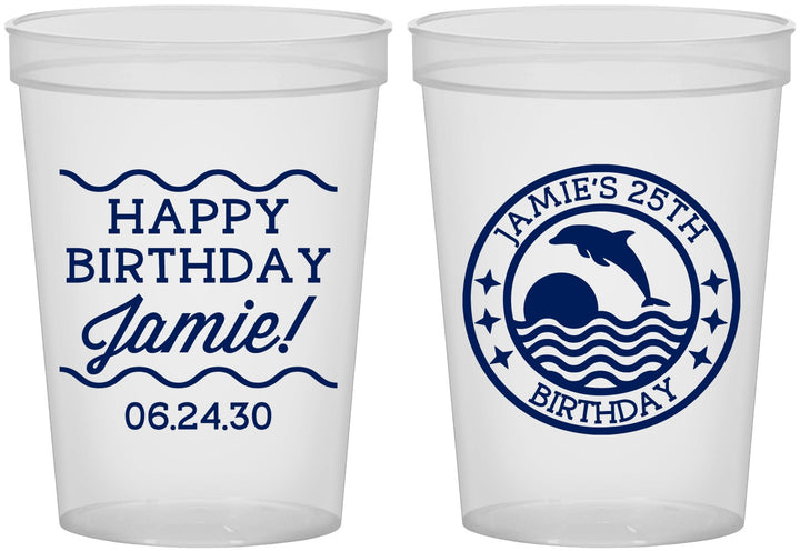 Custom Birthday 16 oz Translucent Cups - 25th Dolphins | 20077
