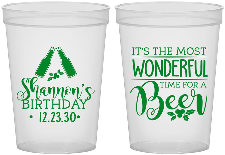 Custom Birthday 16 oz Translucent Cups - Christmas | 20082