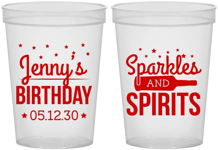 Custom Birthday 16 oz Translucent Cups - Sparkles Spirits | 20083