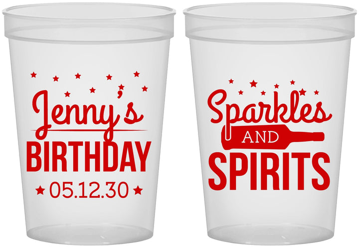 Custom Birthday 16 oz Translucent Cups - Sparkles Spirits | 20083