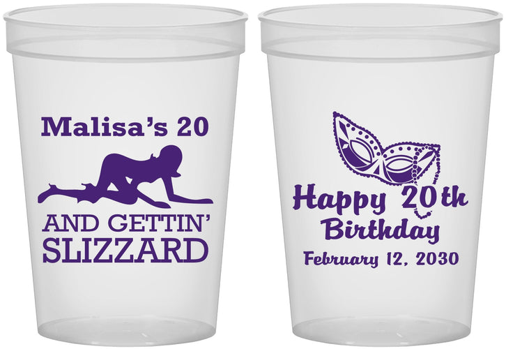 Custom Birthday 16 oz Translucent Cups - 20th Mardi Gras | 20084