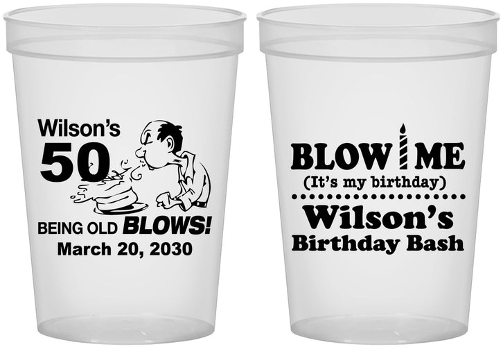 Custom Birthday 16 oz Translucent Cups - 50th | 20085