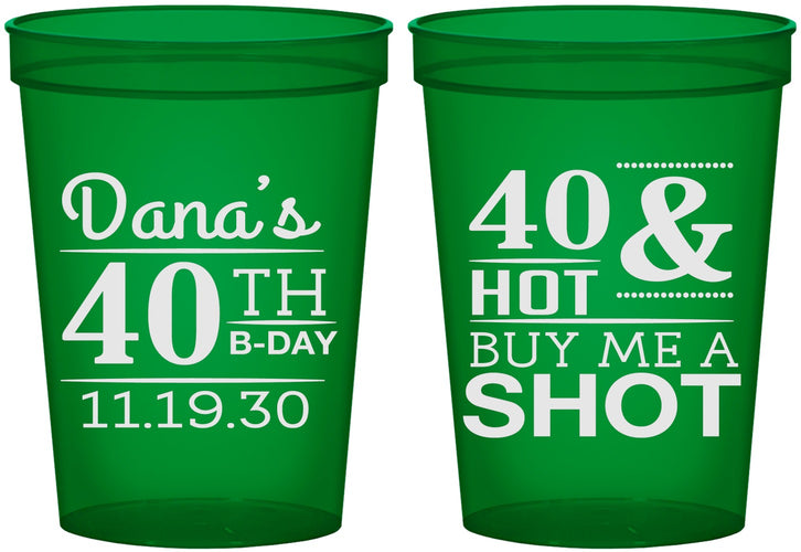 Custom Birthday 16 oz Translucent Cups - 40th | 20086