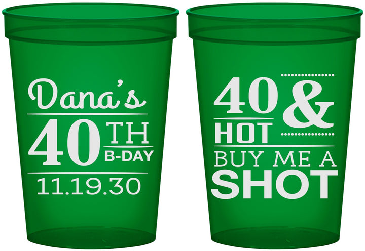 Custom Birthday 16 oz Translucent Cups - 40th | 20086
