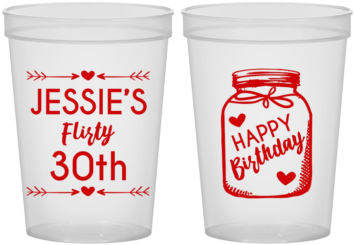 Custom Birthday 16 oz Translucent Cups - 30th Flirty At Thirty | 20087