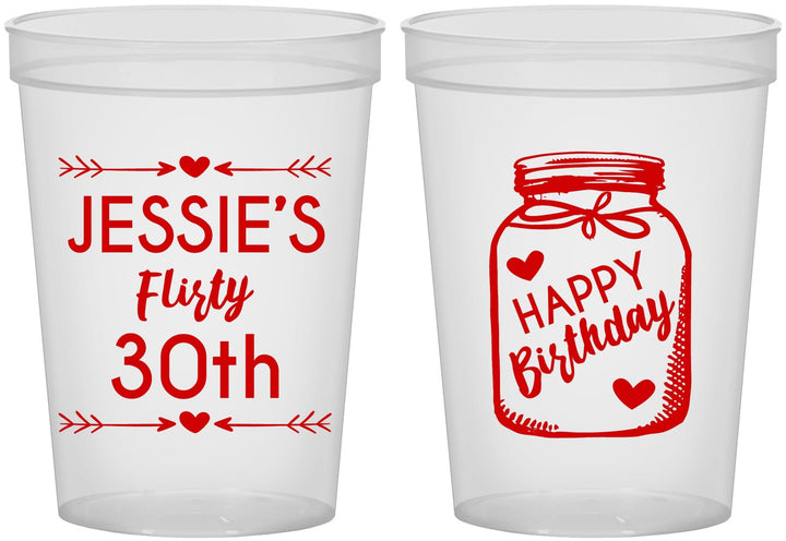 Custom Birthday 16 oz Translucent Cups - 30th Flirty At Thirty | 20087