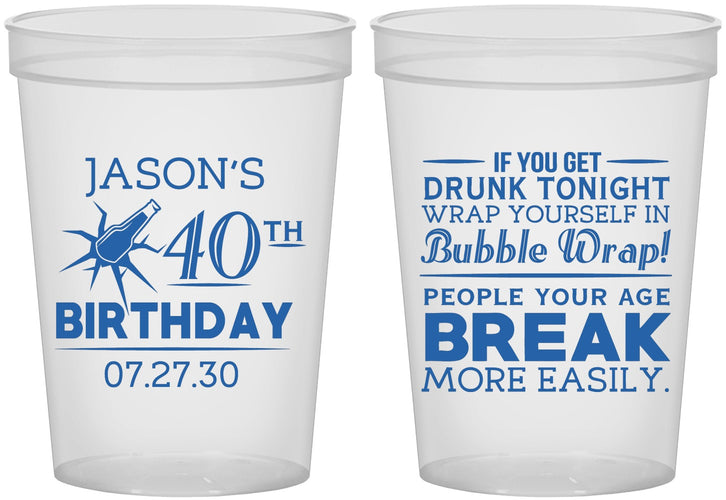 Custom Birthday 16 oz Translucent Cups - 40th | 20088