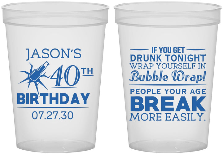 Custom Birthday 16 oz Translucent Cups - 40th | 20088