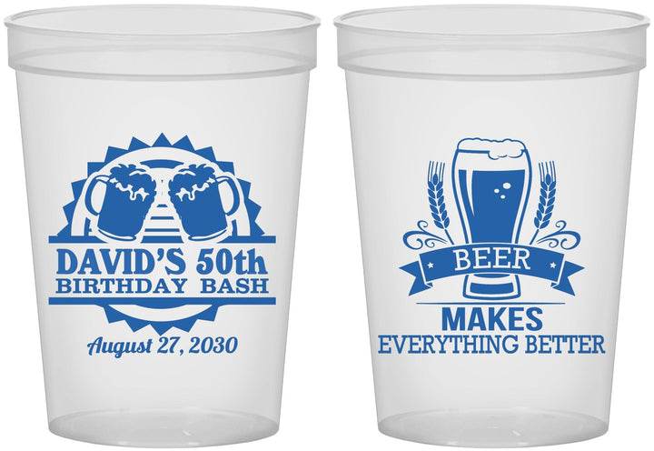 Custom Birthday 16 oz Translucent Cups - 50th | 20089
