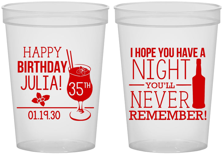 Custom Birthday 16 oz Translucent Cups - 35th | 20092