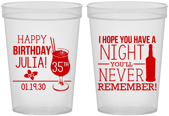 Custom Birthday 16 oz Translucent Cups - 35th | 20092