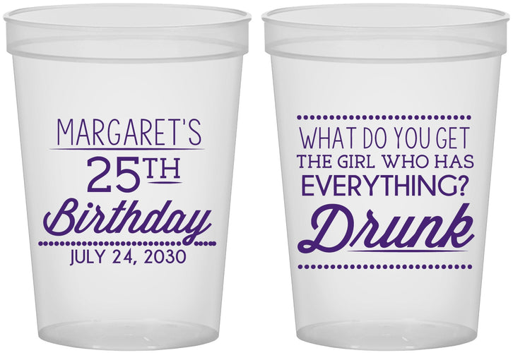 Custom Birthday 16 oz Translucent Cups - 25th | 20093
