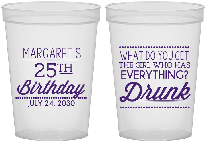 Custom Birthday 16 oz Translucent Cups - 25th | 20093