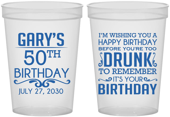 Custom Birthday 16 oz Translucent Cups - 50th | 20095