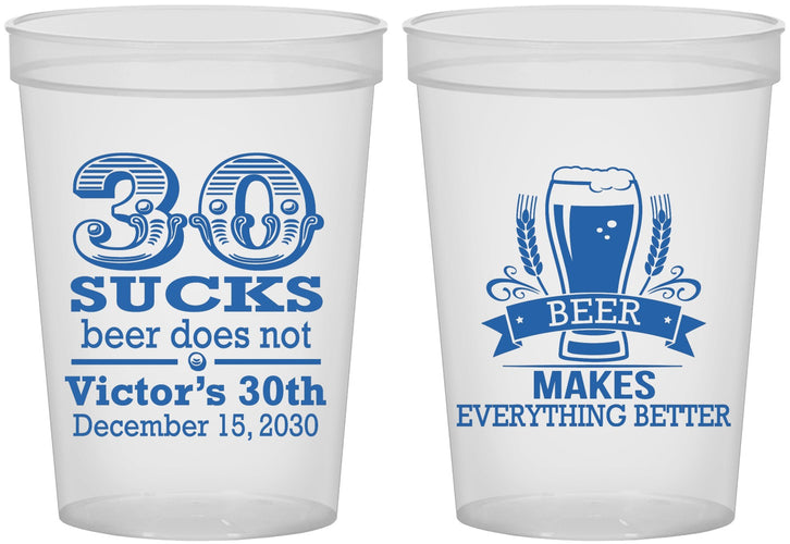 Custom Birthday 16 oz Translucent Cups - 30th Sucks | 20097
