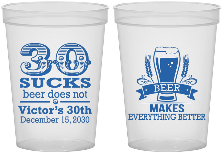 Custom Birthday 16 oz Translucent Cups - 30th Sucks | 20097