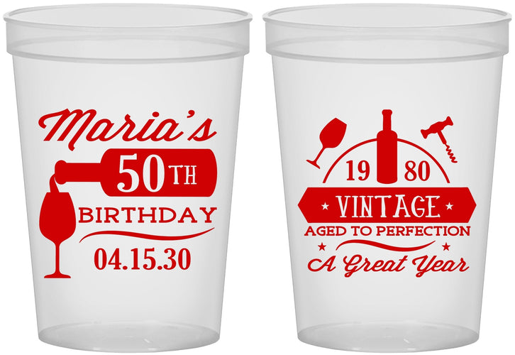 Custom Birthday 16 oz Translucent Cups - 50th Wine | 20098