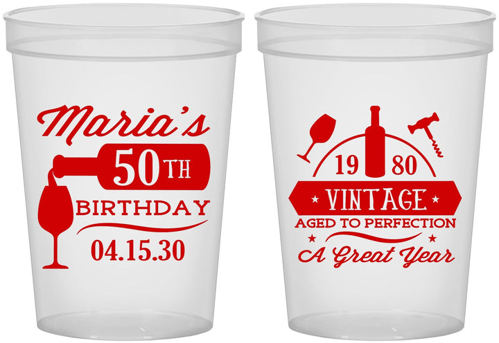 Custom Birthday 16 oz Translucent Cups - 50th Wine | 20098