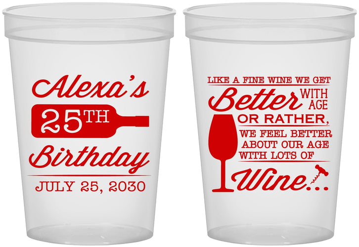 Custom Birthday 16 oz Translucent Cups - 25th Wine | 20099