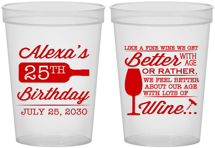 Custom Birthday 16 oz Translucent Cups - 25th Wine | 20099